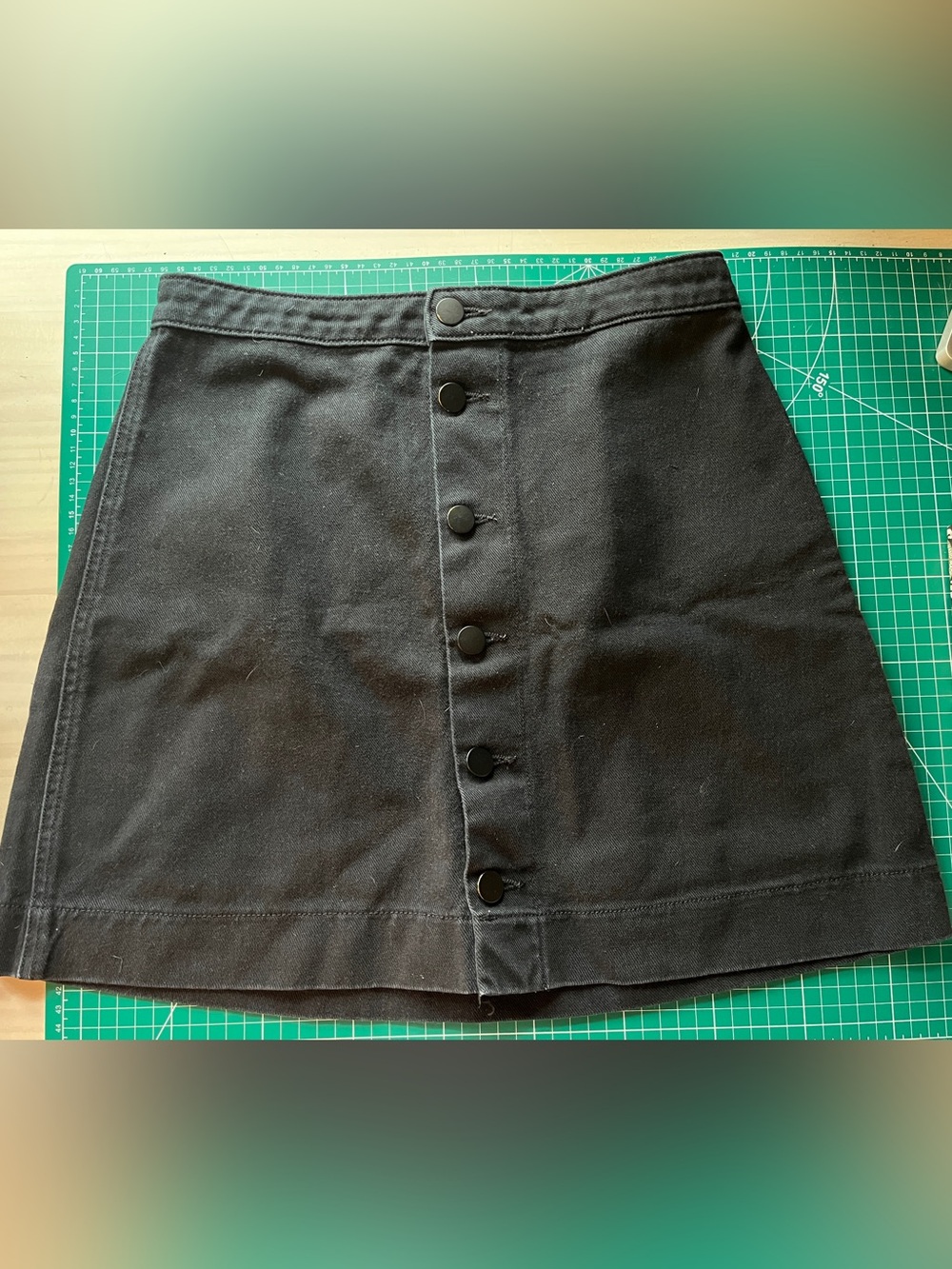 American Apparel Black Denim A-Line mini Skirt